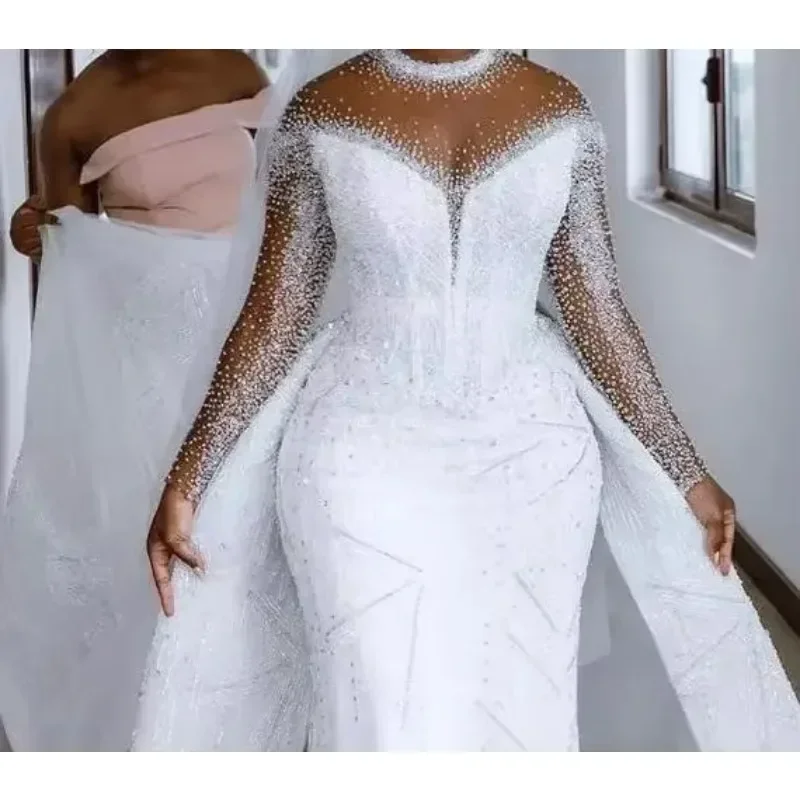 

Новое высококачественное свадебное платье на заказ с кружевной отделкой и бисером, индивидуальная подгонка для девушек