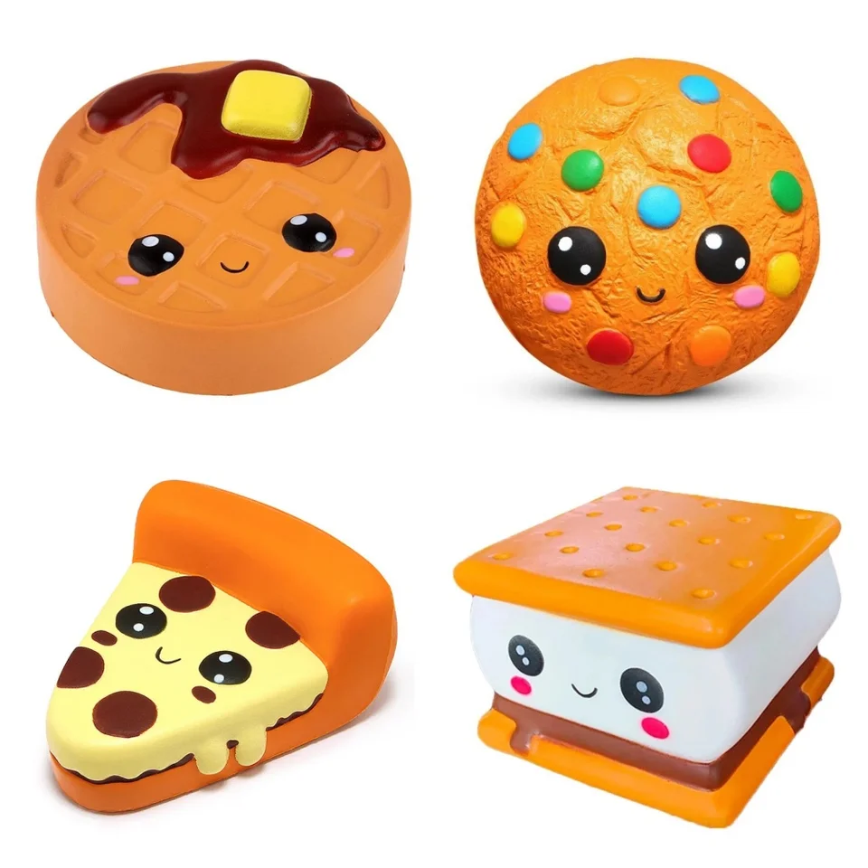 Galleta Squishy Anti-estrés Set De 4 | Juguetes Blanditos De Descompresión Para Niños Y Adultos