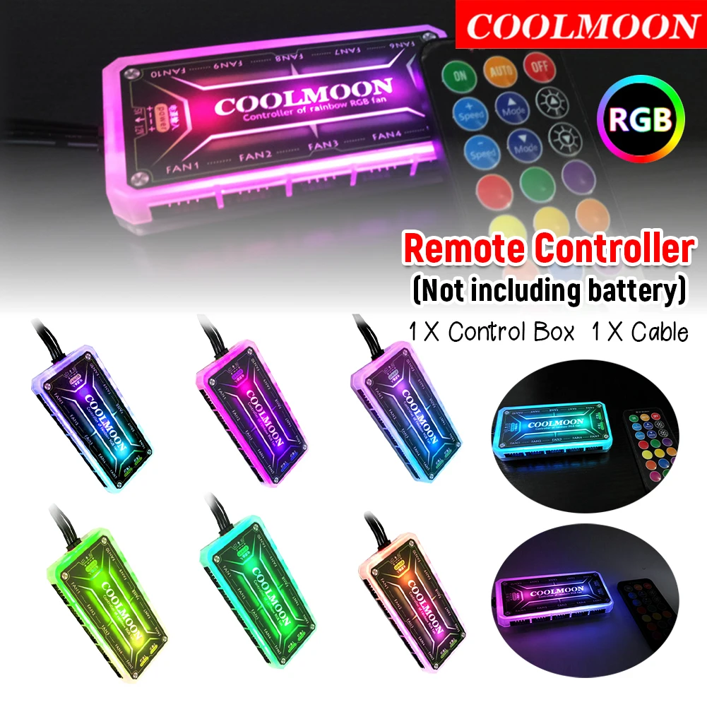 

3-1 шт. COOLMOON RGB пульт дистанционного управления DC12V 5A светодиодный цветной интеллектуальный контроллер блок управления аксессуары для ПК и компьютера