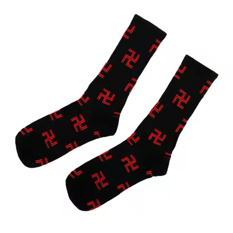 Unisex Breathable Cotton Socks Japanese Anime Funny Swastika Character Patterned Middle Tube Calf Socks Streetwear