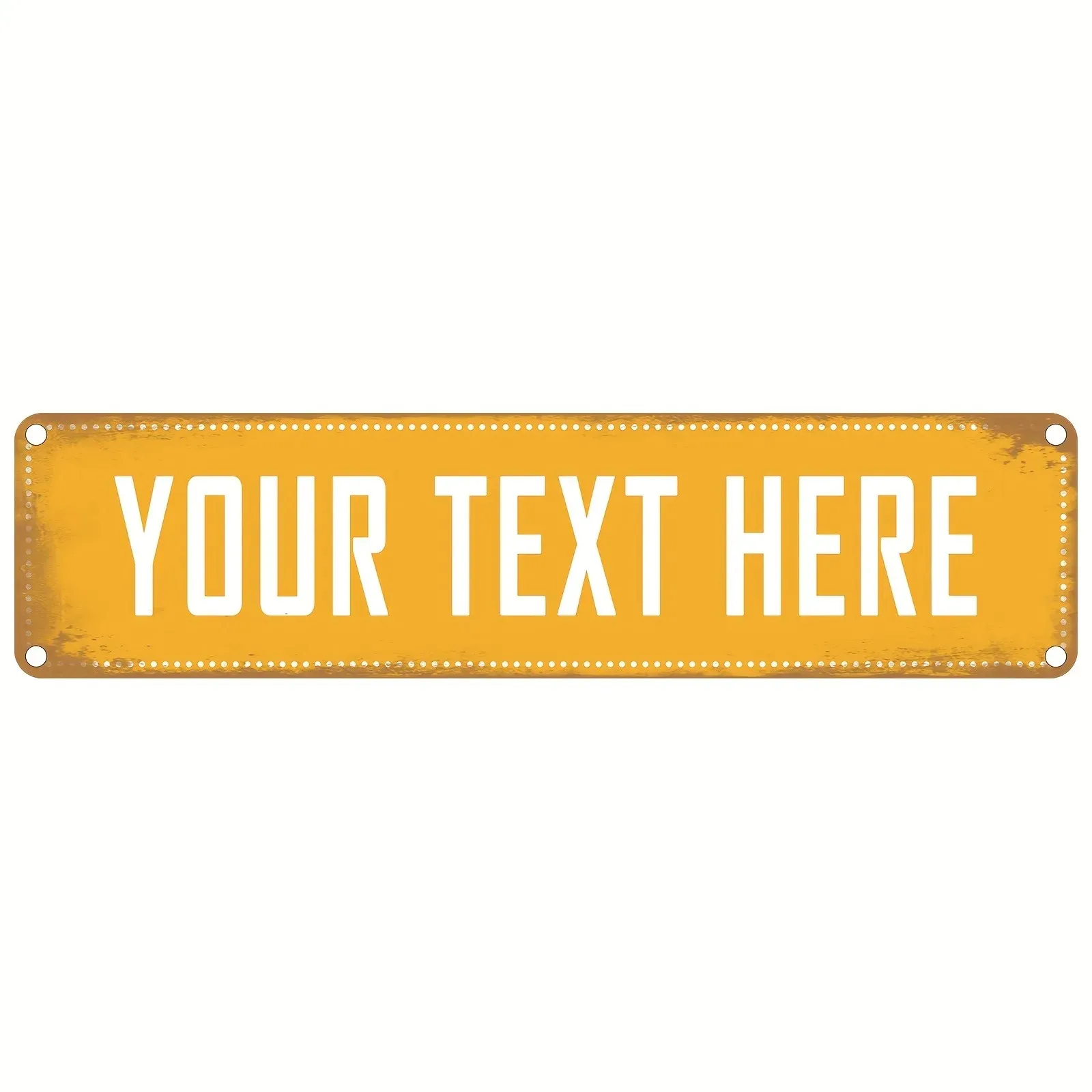 1pc [2D Flat] Custom Personalized Text Wall Plaque Vintage Rusty Yellow Rivet Aluminum Sign 40x10cm Weatherproof Patio Farm Deco