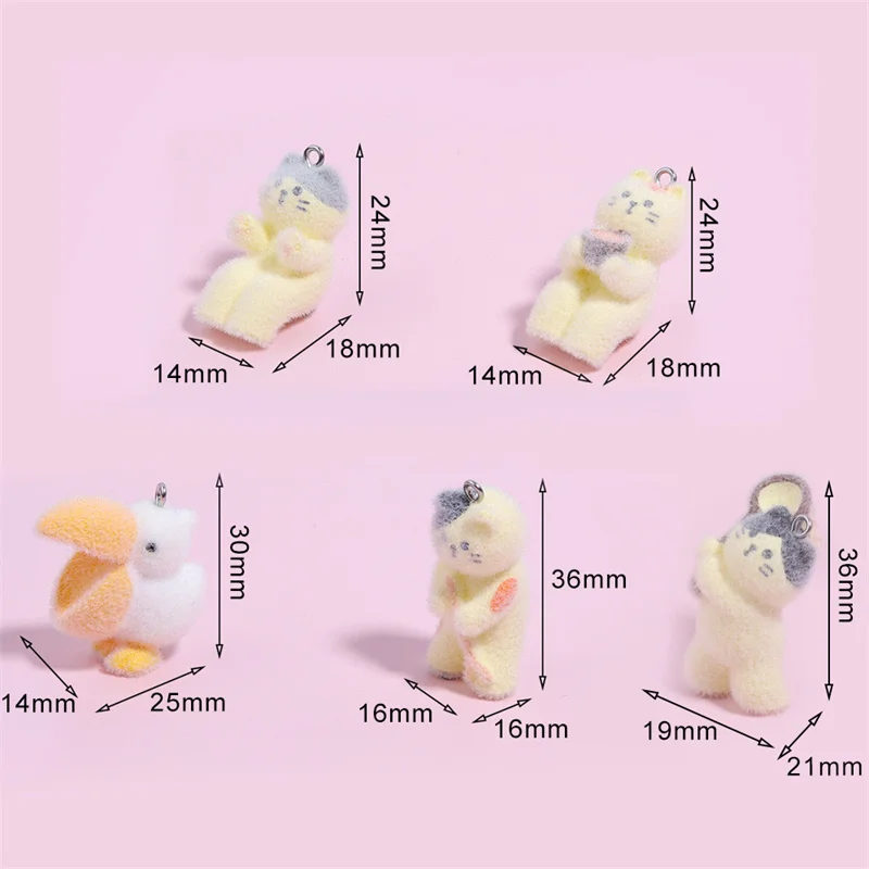 Winter style 30pcs/lot color floating effect cartoon animals cats shape resin dolls beads charms diy jewelry keychain accessory