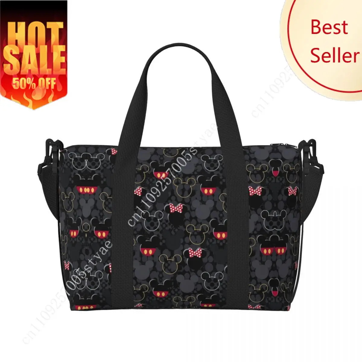 

Custom Mickey Mouse Art Cartoon Tote Bag Women Large Capacity Gym Beach Travel Bags