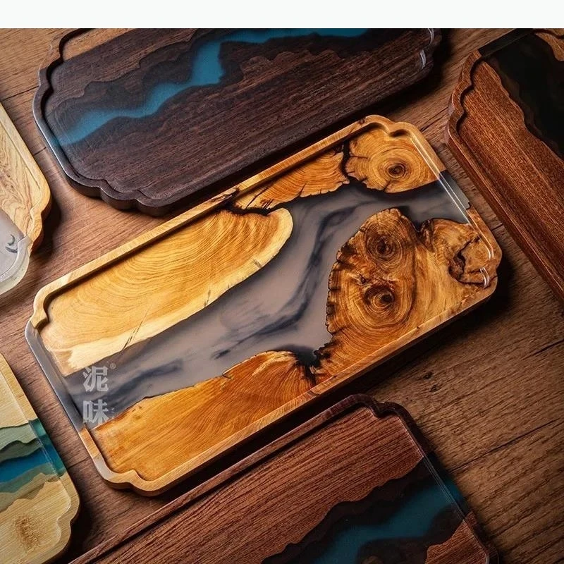 Resin Wooden Pallets Storage Trays Tea Tray Dinner Plate Serving Tray Snack Plate Refreshment Plates Dim Sum Dish Fruit