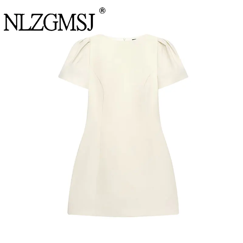 NLZGMSJ Sexy Chic Partykleid Kurzarm Minikleid Mode 2026 Frühling Abend Club Elegantes Damenkleid