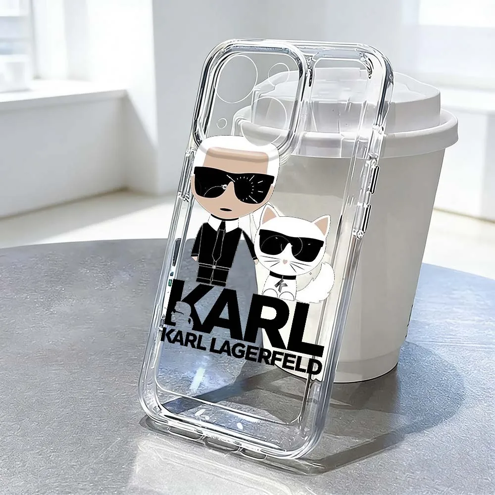 

Luxury Boy Cat Cartoon K-a-r-l For Apple iPhone 17 Air 16e 16 15 14 13 12 11 Mini Pro Max Plus Transparent Soft Cover Phone Case