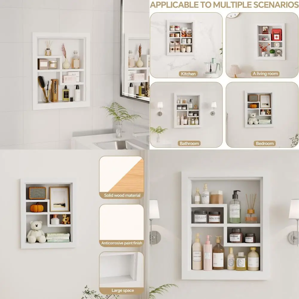 

Белый встраиваемый 2-уровневый аптечный шкаф размером 14x18 дюймов с местом для хранения настенной ниши в ванной комнате