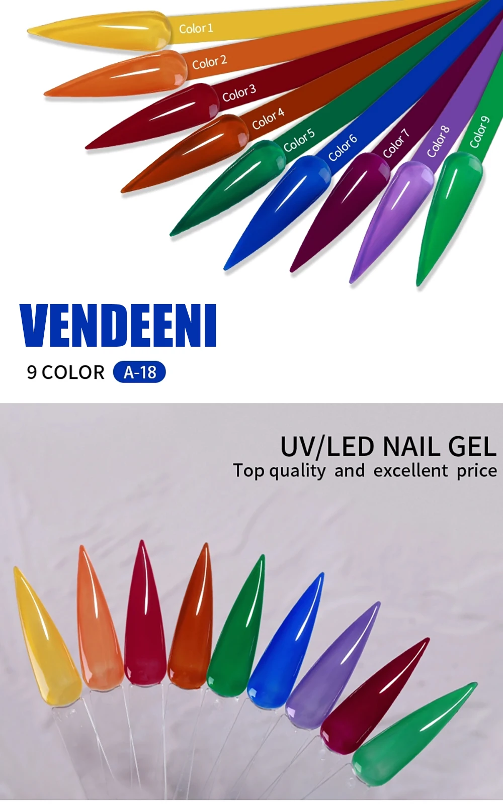 Vendeeni 9 Farben Jelly Transparenter Gel-Nagellack Semi-Permanenter UV-Soak-Off Gel-Lack Glas-Kristall Nagelkunst Gel-Lack – Detail 6