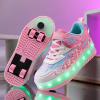 2025 Kids' Auto LED Roller Shoes - 4-Wheel Light Up Sneakers for Boys/Girls, Comfortable Glow in Dark Skate Shoes for Daily Wear