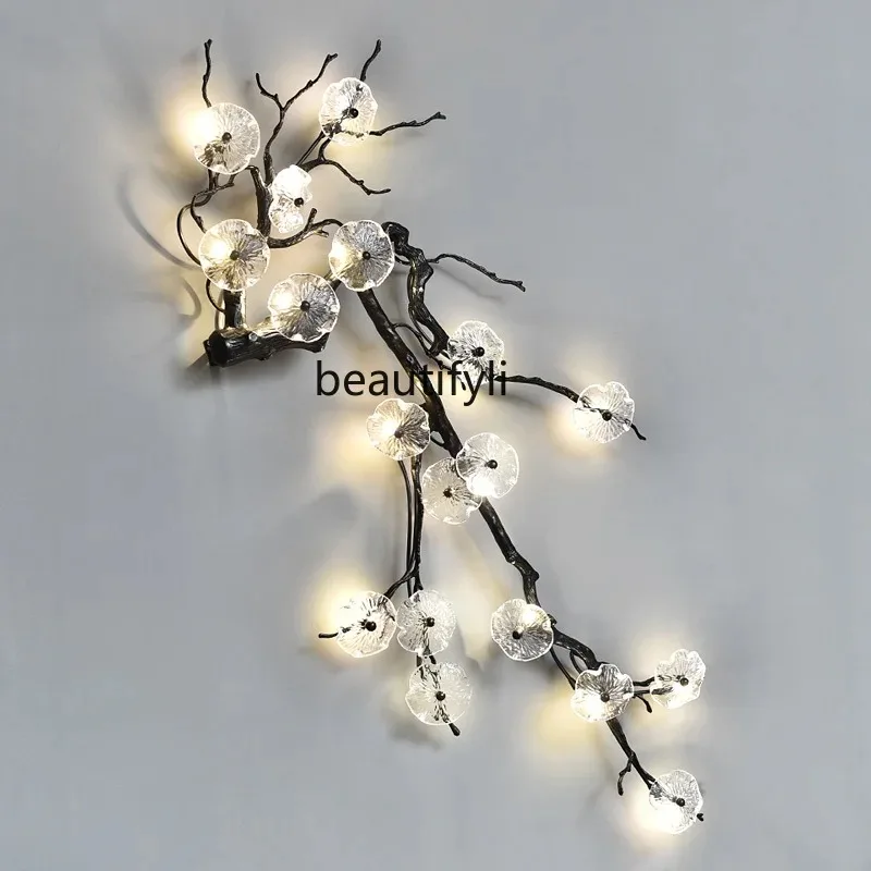 A482 Light luxury  tree branch   staircase lamp  new Chinese lotus leaf creative duplex building  background wall wall lamp