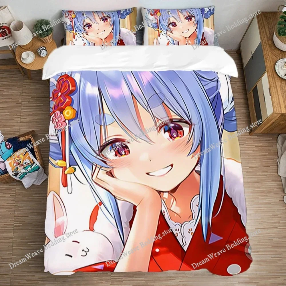 Usada Pekora Luxury Bedding Set Japan Anime Cartoon Duvet Cover Set Comforter Bedspread Twin Single Size Printed Home Textile