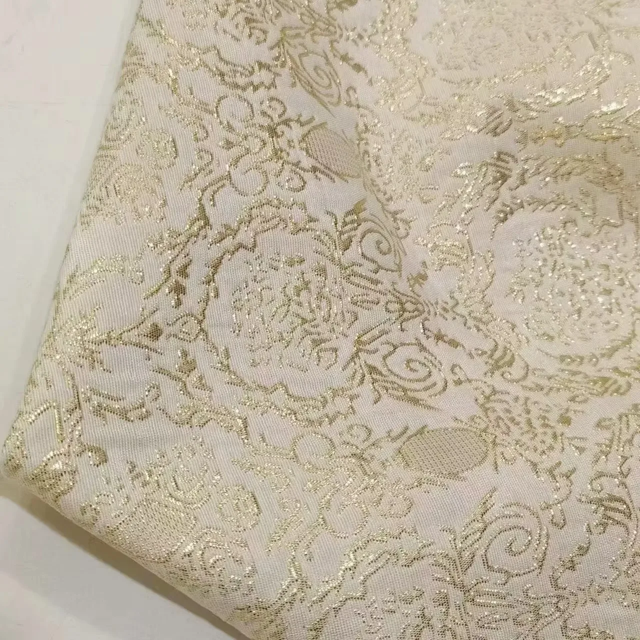 Gold Embossed Jacquard Fabric Design Sewing Material Wedding Dress Garment Fabric Wide 145cm Sold By The Meter