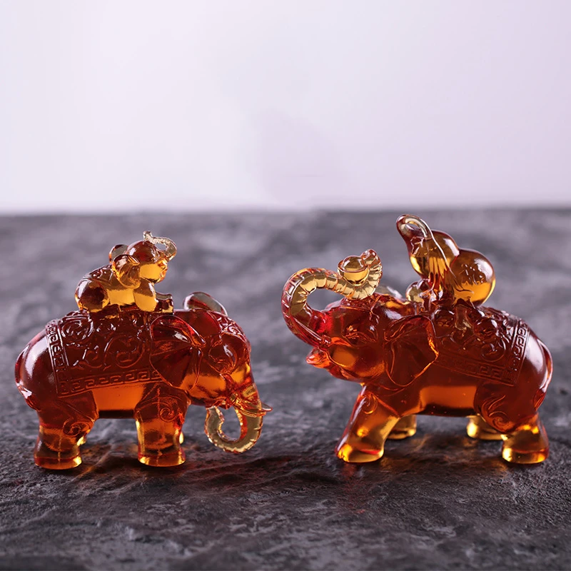Coloured Glaze Lucky Elephant Blessing Ornament Home Decorations Crafts
