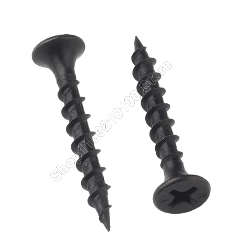 10-100Pcs M4 Black Cross Phillips Recessed Countersunk Flat Head Tapping Screws Wood Screw Cabinet Fiberboard Wall Drywall Nail