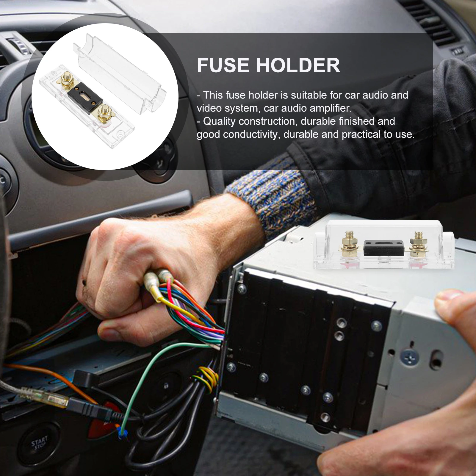 

Car Audio Video System Fuse Holder 300A Copper ANL Electrical Protection Block Distributor Multi Use Car Amplifier Speaker