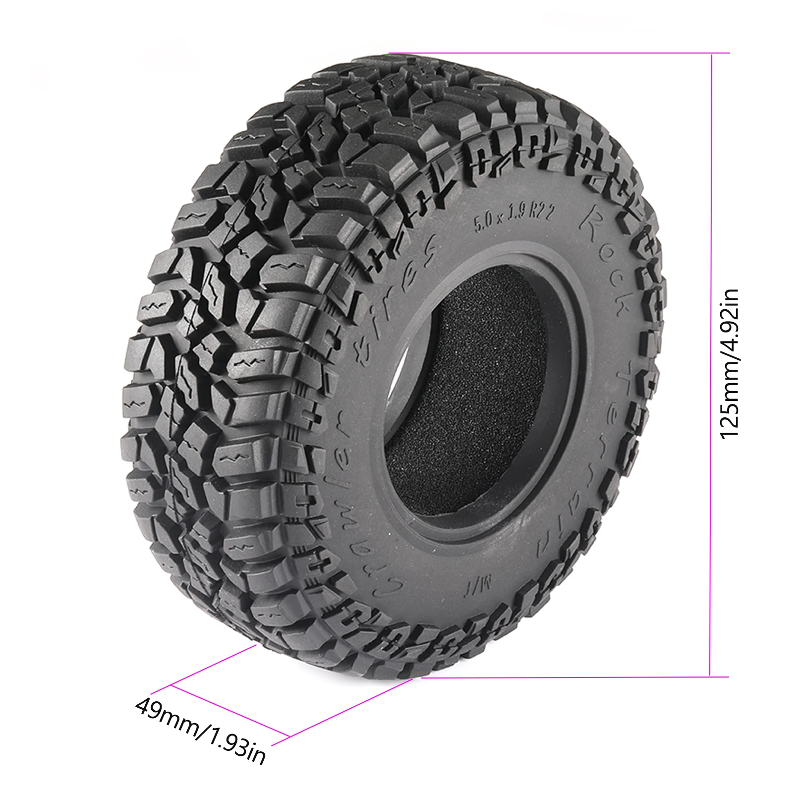 4Pcs,125mm, 2.2Inch,Universal Tires Climbing Car Crawlerfor SCX10 90046 D90 TRX4 TRX6 1/10 RC Car Upgrade Parts