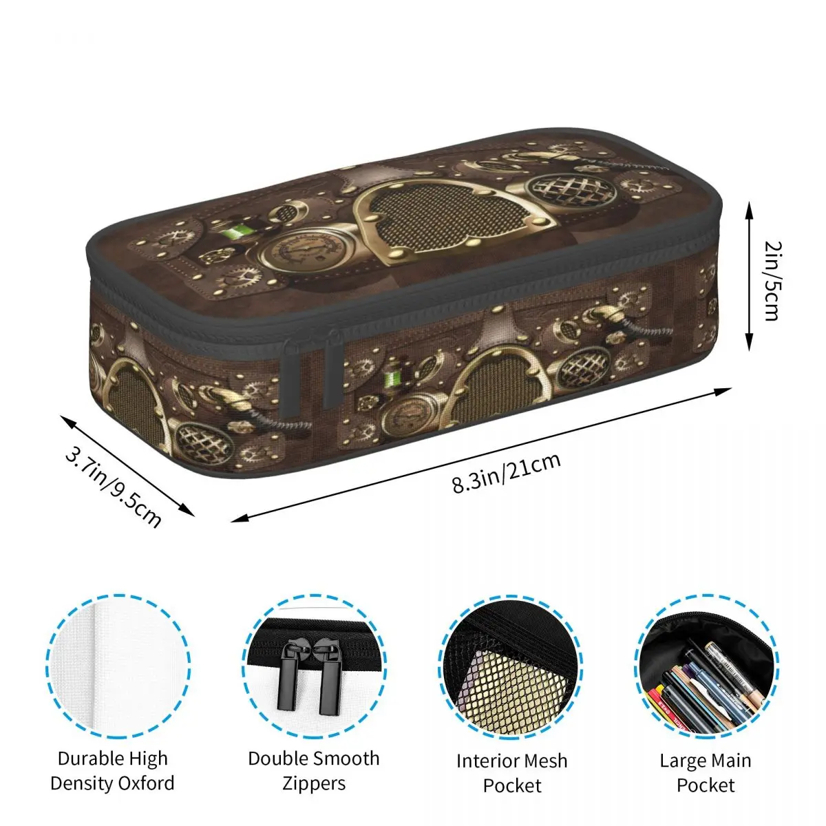 Kawaii Steampunk Leather Pencil Cases for Boys Gilrs Big Capacity Pilot Air Fighter Helmet Pencil Box Stationery image 5