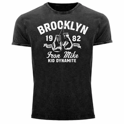 Retro Brooklyn Kid Dynamite Iron Mike Tyson koszulka bokserska 100% bawełna O-Neck z krótkim rękawem Casual męska koszulka rozmiar S-3XL