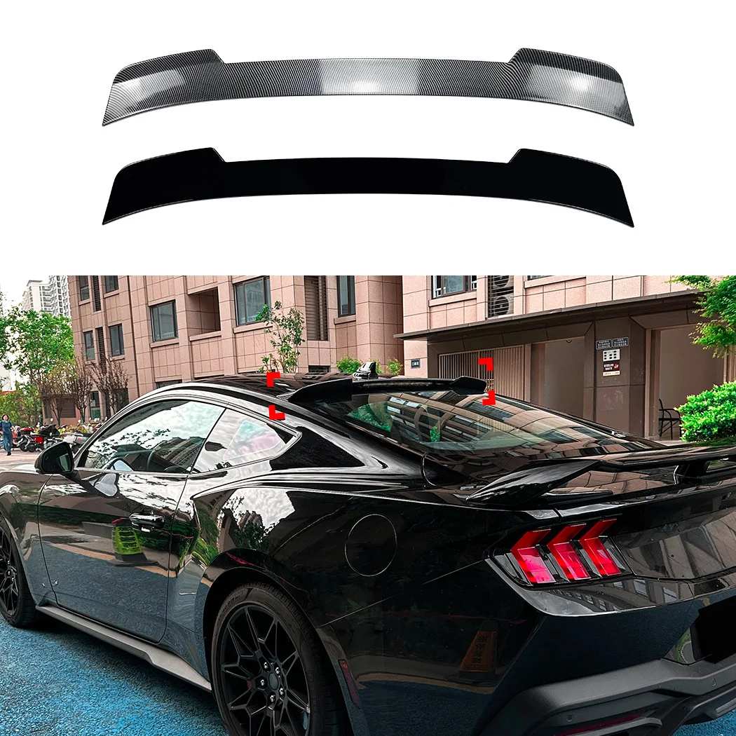 

Carbon Look Tail Mid Wing Roof Middle Spoiler For Ford Mustang MK7 2024 2025 Trim Car Rear Trunk Trunk Lid Body Kits Gloss Black