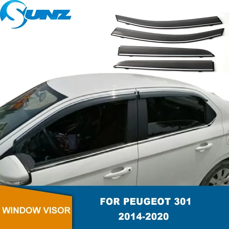 

Window Visor For Peugeot 301 2014 2015 2016 2017 2018 2019 2020 2021 2022 Side Window Deflectors Sun Rain Guards Weathershields