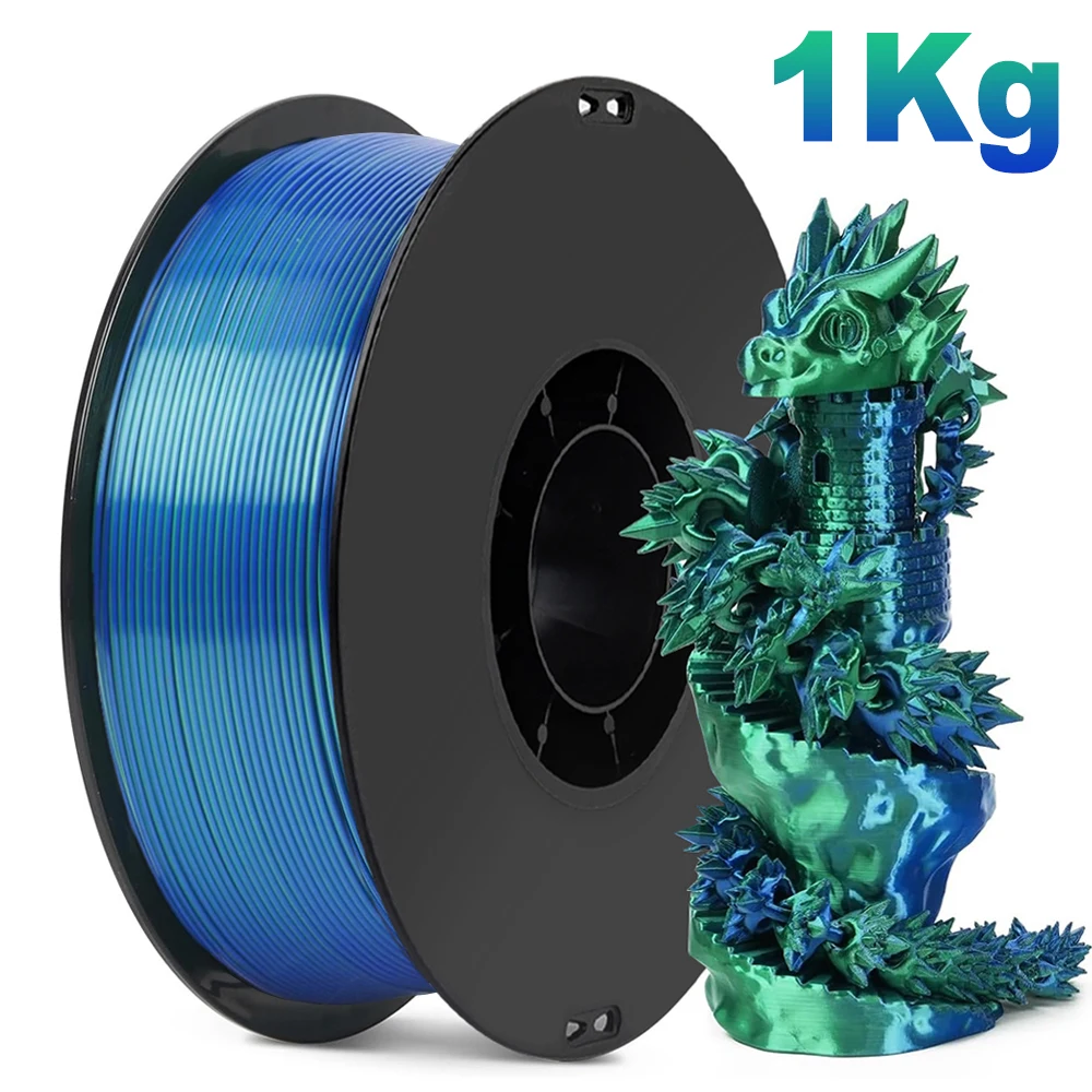 

1.75mm Dual Colour PLA Silk Blue green 3D Printing Filament 2 Colours silk pla green blue 3D Printing Material 250g 500g 1kg