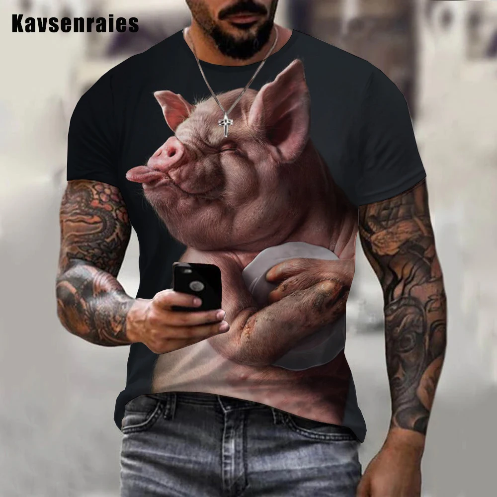 Animal Pig Printed 3D T Shirt 2022 Summer Fashion Casual Short Sleeve T Shirts Funny Pig Harajuku Streetwear Men T-shirt