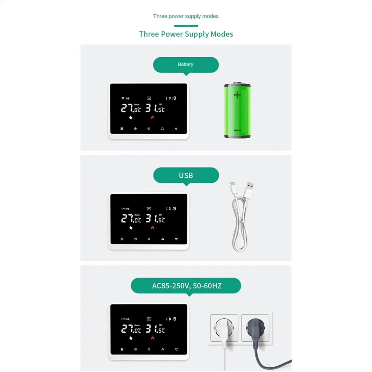 Punctual- Wifi Intelligent Wireless, Thermostat, Electric Water Floor Heating, Gas Wall-Hung Boiler Temperature Controller White