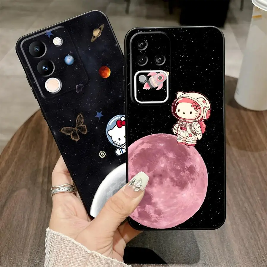 Case for Vivo Y71 Y91 V27 V21E V23 Y52S Y93 V25 V30 Y75 Y81 Y53S Y50 Y95 Y51S Y78 V29 Soft Back Phone Cover Cartoon Cat Hello
