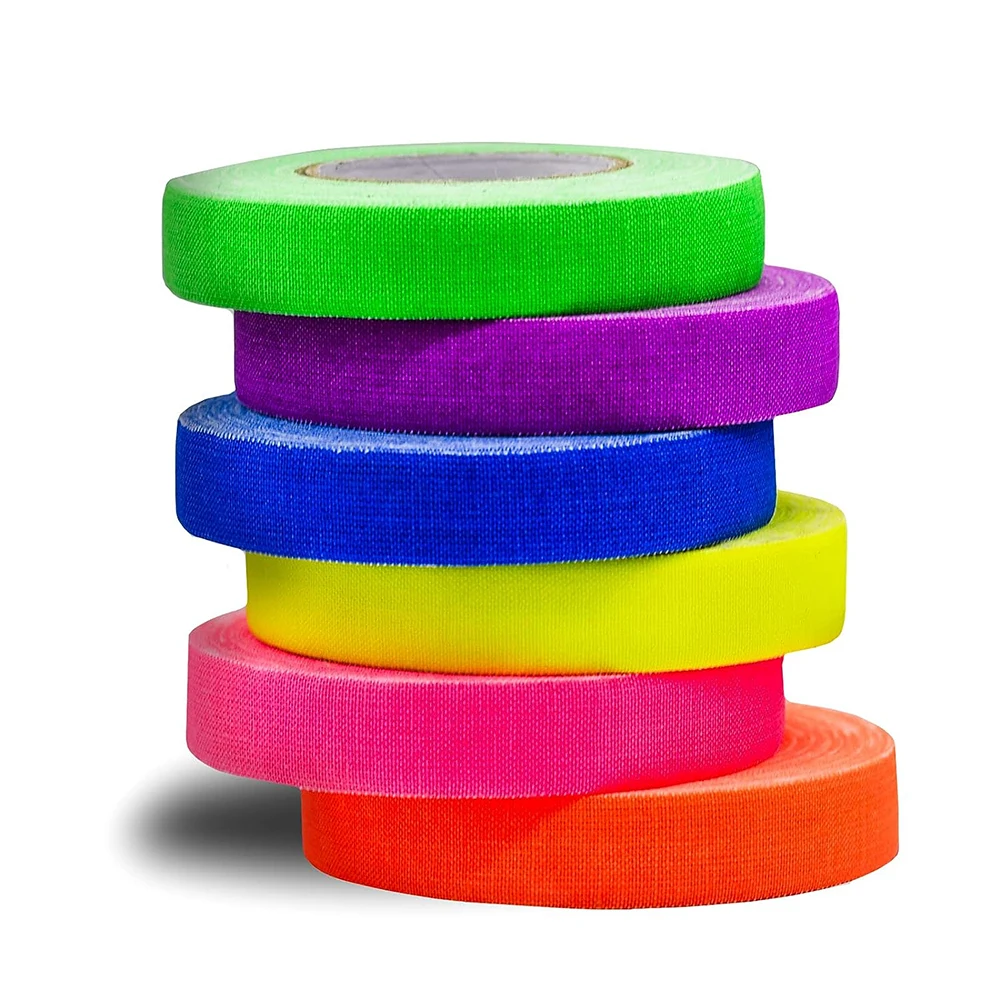 5 Rolls Glow Party Neon Tape Fluorescent Cloth Tape Black Light Tape Gaffer Tape Rainbow Colored Duct Tape Glow In The UV