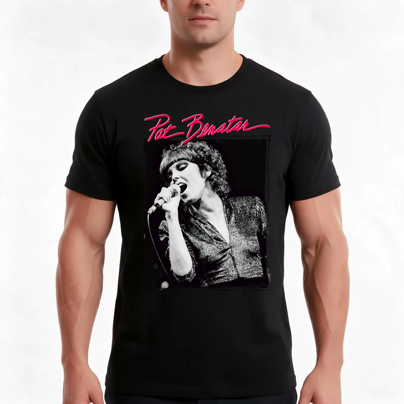 Pat Benatar T-Shirt, Summer Casual Cotton Tee, Oversized Streetwear Tops, Vintage Graphic Print, Loose Fit Short Sleeve