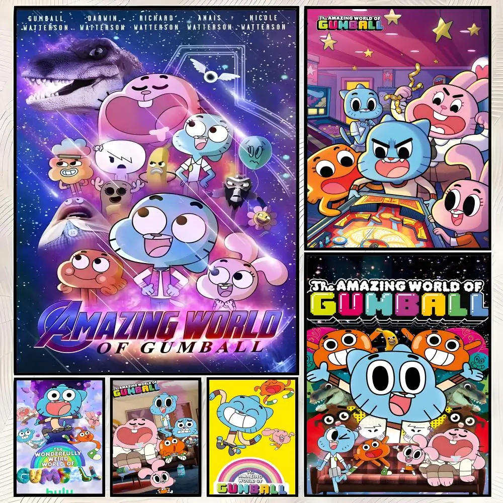 The Amazing World of Gumball Poster Self-Stick HD PVC Wall Art Poster, Waterproof Decor for Bedroom, Living Room and Home