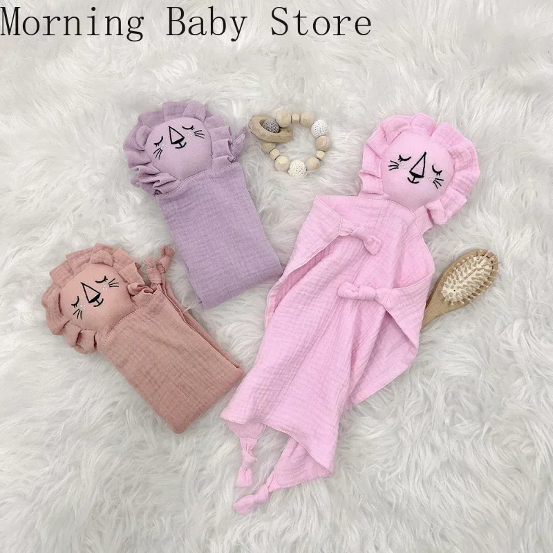 Cute Baby Rabbit Cat Comforter Soft Cotton Sleeping Dolls Soothing Cloth Blanket Baby Muslin Towel Newborn Appease Towel Bibs