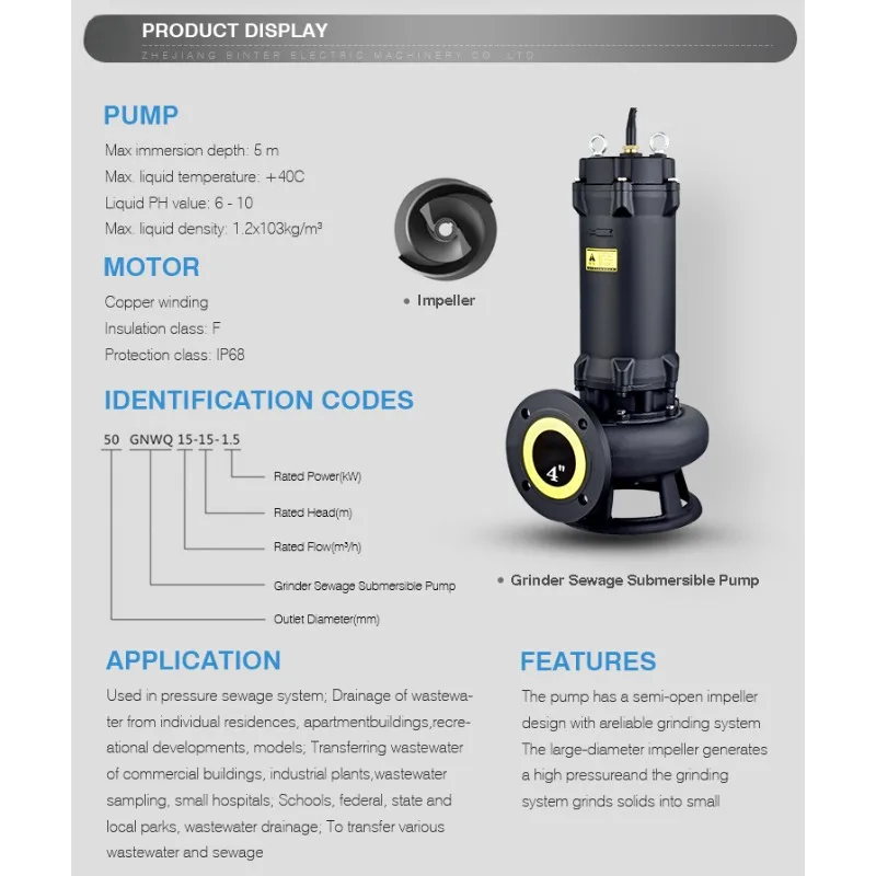 Professional supplier 3hp 2.2kw irrigation agricultural submersible cutting sewage pump