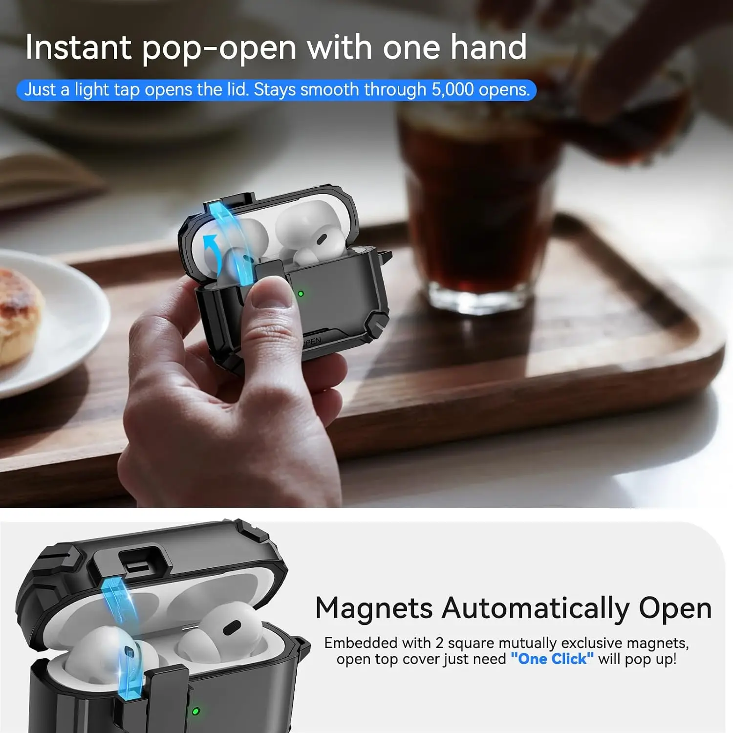 Earphone Case For AirPods Pro 3 with Phone Stand Compatible with Magsafe Magnetic Automatic Lock Case Cover for Airpods Pro 3