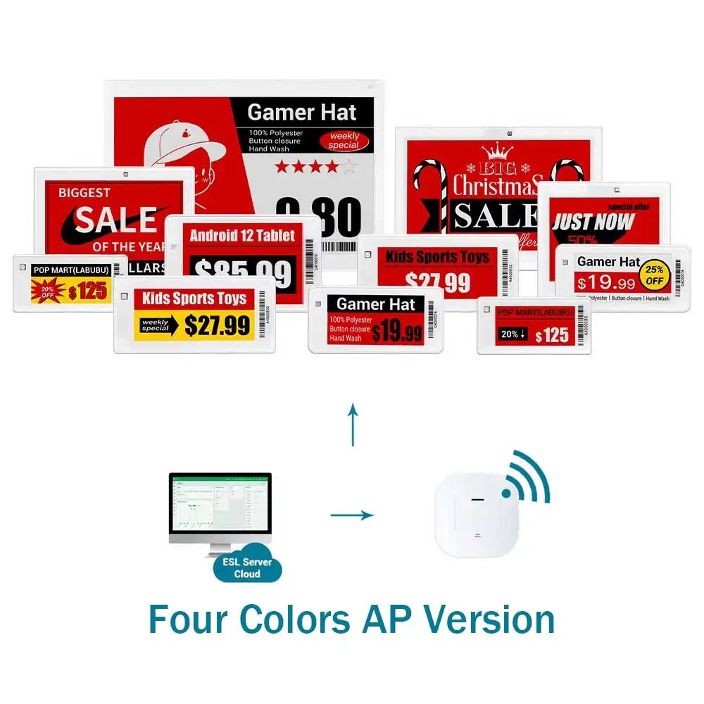 Etichetta del prezzo elettronica versione AP Etichetta per scaffale digitale Sistema remoto con display E-Ink a quattro colori per negozio di catene di supermercati