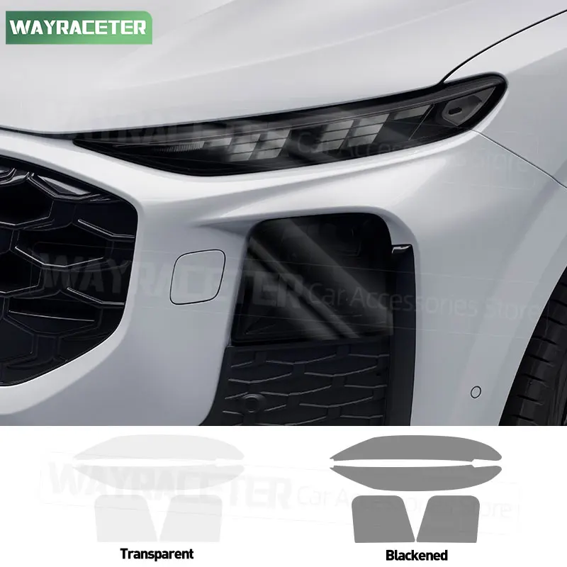 

4 Pcs/Set Car Headlight Tint Smoked Black Protective Film Transparent TPU Sticker For Audi Q3 Sportback 2026 + 2027 Accessories