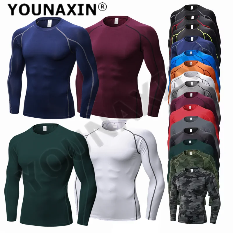

Мужская спортивная одежда для бега в тренажерном зале, футболки с длинными рукавами, компрессионные колготки для тренировок, фитнеса, йоги, одежда S M L XL 2XL 3XL