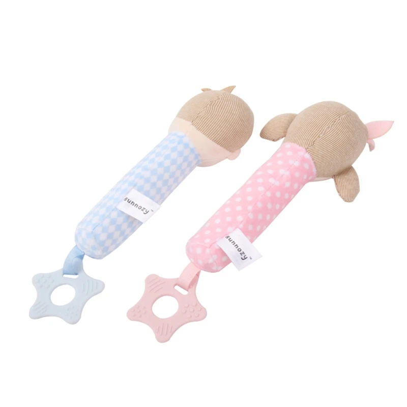 ปลอดภัยสำหรับทารกยางกัด Soft Plush Rattle Handbells ของเล่นเด็กการพัฒนาจุกนมหลอก Handle 0-24 เดือน