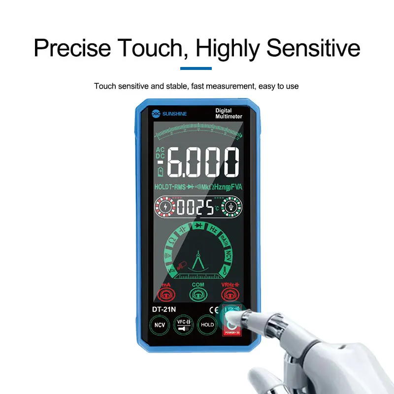 DT-21N Smart Touch Multimeter High-definition Display AC DC Voltage Current Resistance Measuring Instrument Line On-off Test