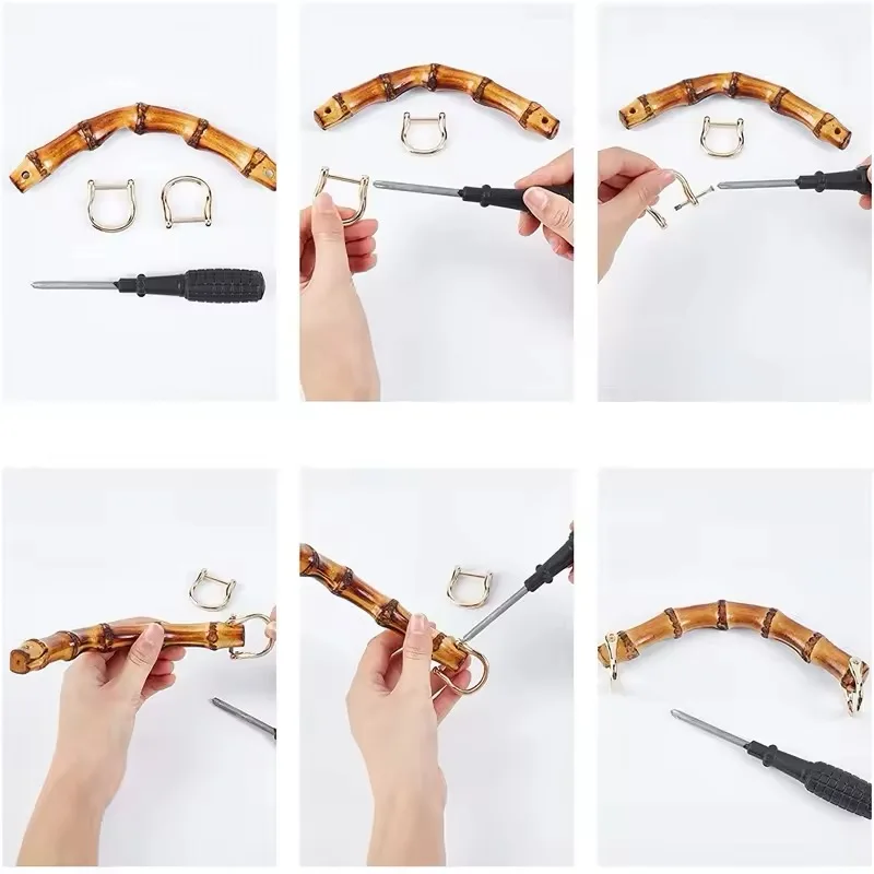 1 buah pegangan bambu 15.5cm untuk tas tangan dompet Retro lucu bingkai gesper ciuman untuk tas dompet kayu pegangan konektor DIY aksesori tas