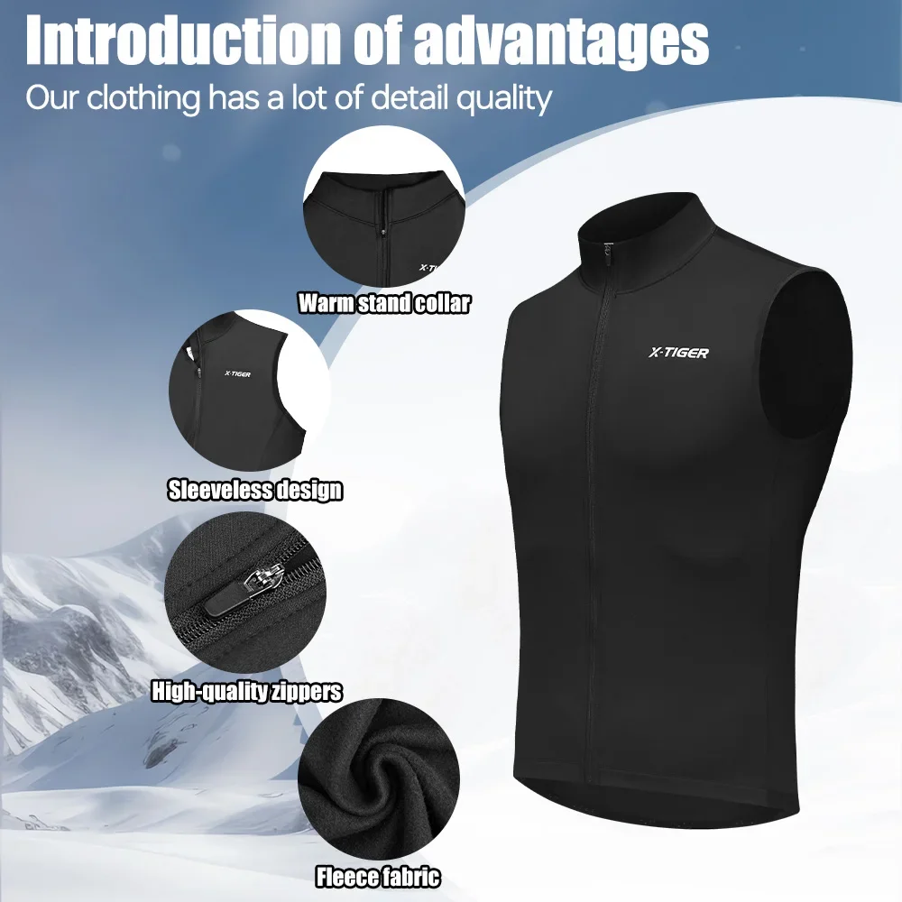 Giacca da ciclismo X-TIGER Gilet da mountain bike antivento e caldo Giacca da ciclismo senza maniche Gilet riflettente da ciclismo leggero