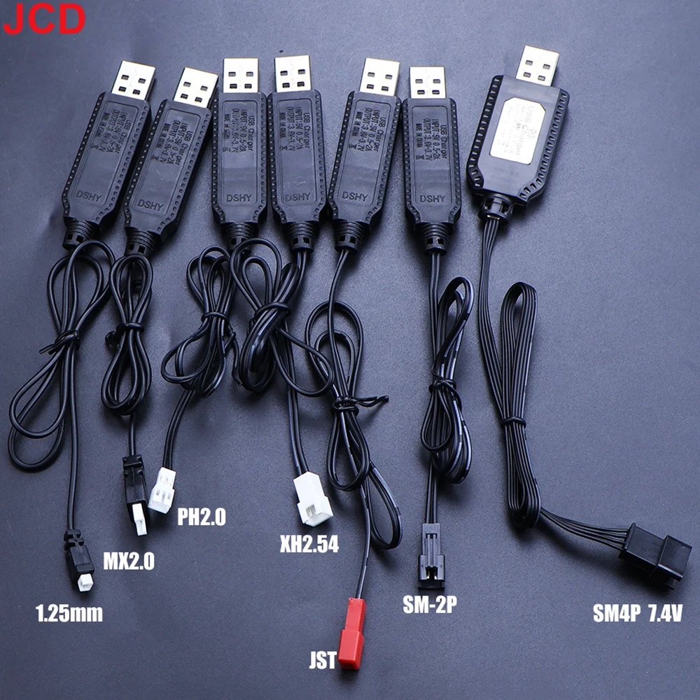 USB Charger Cable For 3.7V Lithium Battery Charging Wire MX2.0 PH2.0 XH2.54 SM2.54 RC Car Aircraft Spare Parts RC Quadcopter Toy