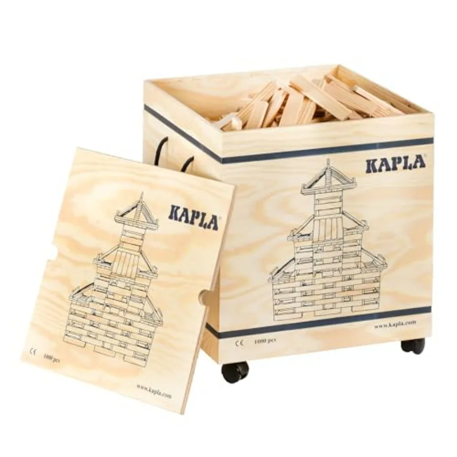 

KAPLA Wooden Construction Set 1000 Building Planks in a Chest for Ages 3+ Natural Wood Light Beige Build Creative Structures En