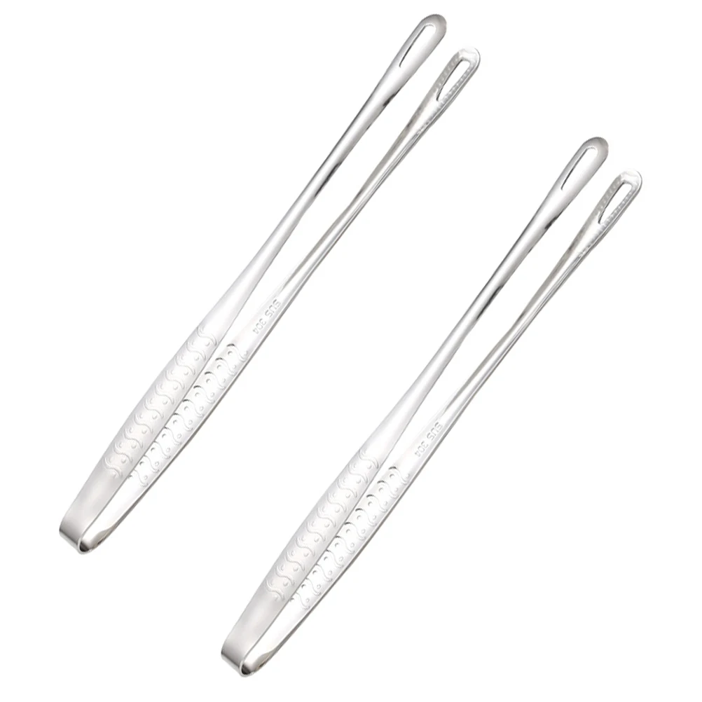 

2pcs Stainless Steel Bbq Tongs Heat Resistant Food Clips Rustproof Buffet Tweezers For Home Wedding Hotel Kitchen Use Cooking
