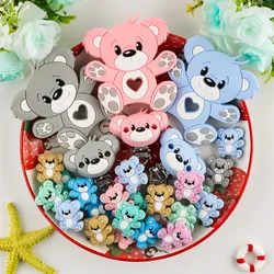 Sunrony Cartoon Animal Silicone Beads Teether Clips For Jewelry Making Baby Toys DIY Pacifier Chain Necklace Jewelry Accessories