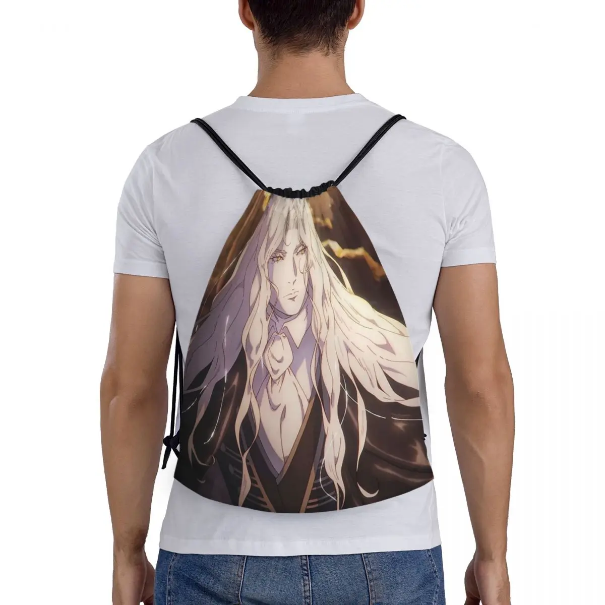 

Alucard Castlevania Nocturne Backpacks Casual Portable Drawstring Bundle Pocket Sundries Bag Book Bags For Man Woman School