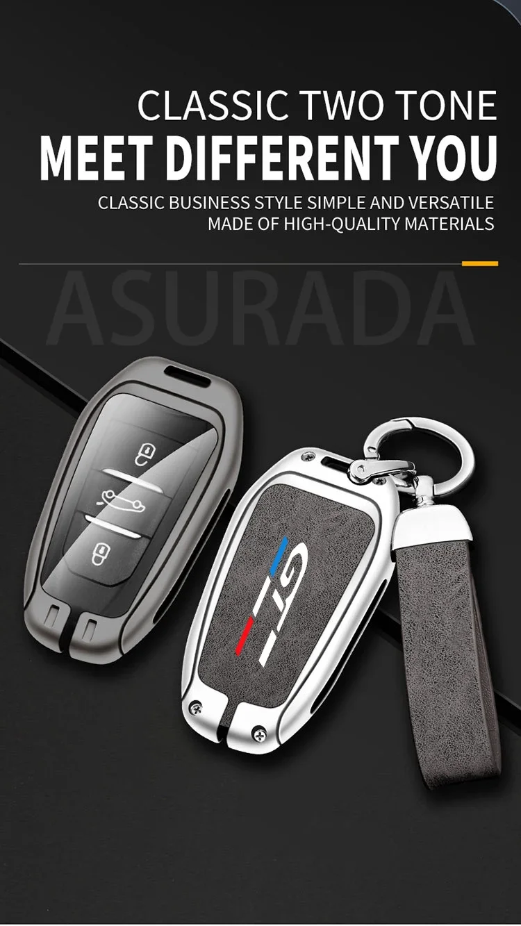 Car Zinc Alloy Key Case Bag For Peugeot GTLine 207 307 407 208 308 408 508 2008 3008 4008 5008 RCZ Car Key Chain Metal Key Shell