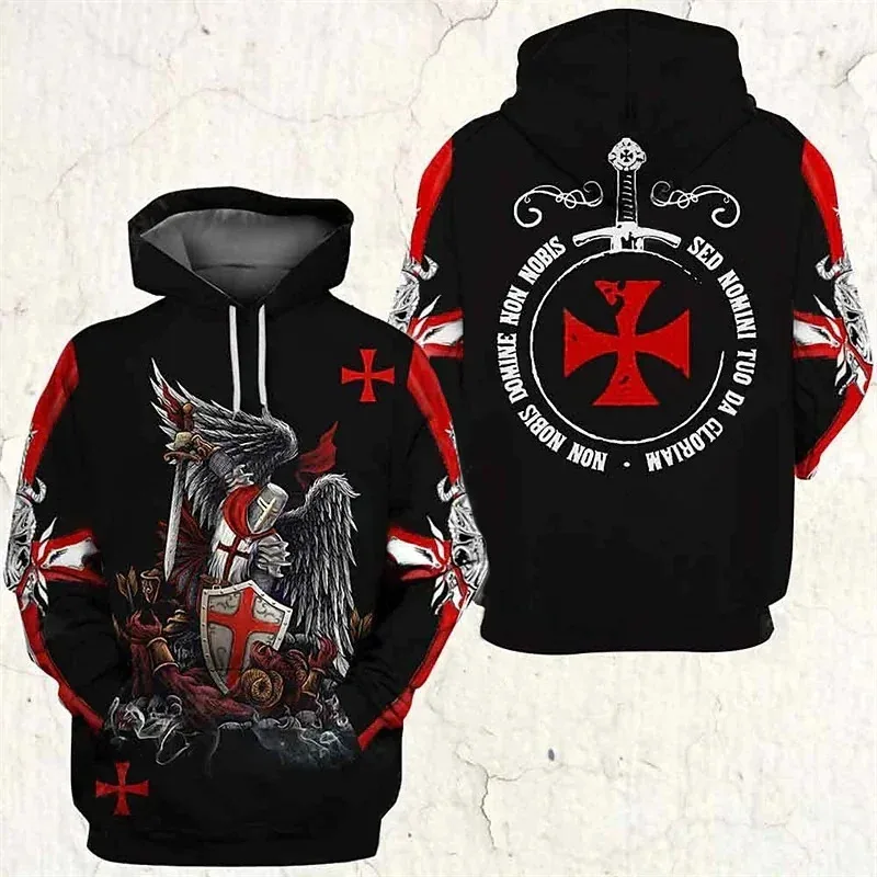 1 Piece Custom Your Picture Hoodies 3D Print Knights Templar Sweatshirts Men Women Unisex Retro Hooded Oversized Fashion Street