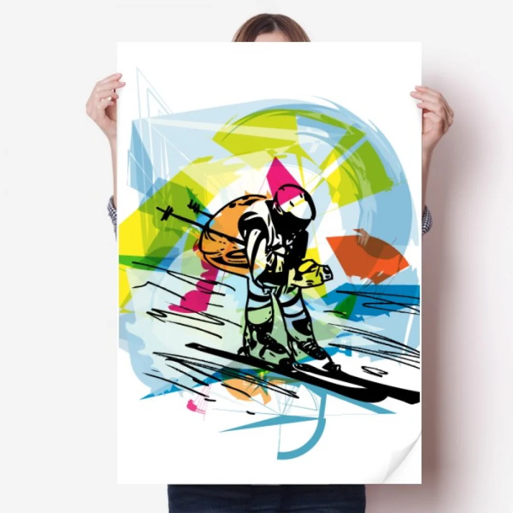 

Winter Sport Freestyle Skiing Illustration Sticker Decoration Poster Playbill Wallpaper Window Decal