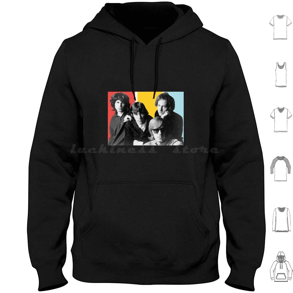 سوار بقلنسوة هدية مثالية للمروحة بأكمام طويلة من Jim Morrison Vintage Band Setup الرسمي Jim Doors Band Lizard King Vintage